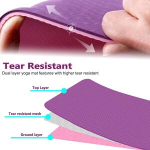 Yoga Mat Non Slip EM-9304-P 6mm Ideal for HiiT, Pilates, Yoga, and Home Workouts - Image 3