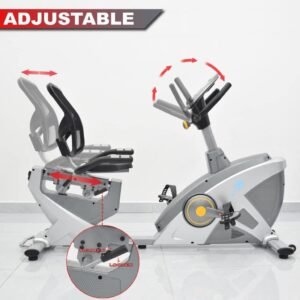 Recumbent Bike EM-1543, 8-Level Magnetic Resistance, App, Digital Display, Adjustable - Image 6