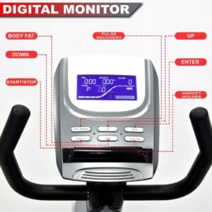 Recumbent Bike EM-1543, 8-Level Magnetic Resistance, App, Digital Display, Adjustable - Image 3