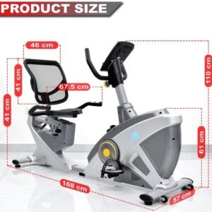 Recumbent Bike EM-1543, 8-Level Magnetic Resistance, App, Digital Display, Adjustable - Image 5