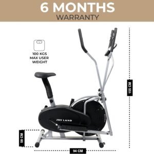 2-in-1 Cross Trainer EM-1502, Elliptical & Exercise Bike for Home, Adjustable Resistance - Image 4