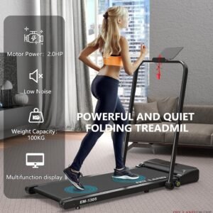 Foldable Walking Pad EM-1305 | 2HP Treadmill for Home & Office use, LCD Display & Remote Control - Image 4