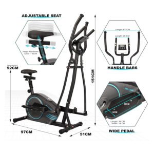 2-in-1 Elliptical Bike EM-1563, Magnetic Cross Trainer, FitShow App, Quiet Home Workout - Image 3